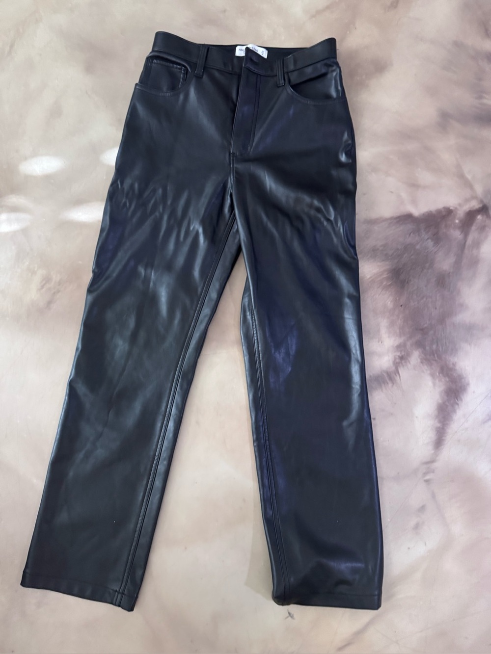 Abercrombie & Fitch Black Faux Leather Straight-Leg Pants